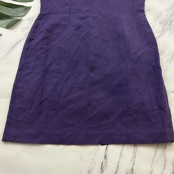 The Limited Vintage Linen Blend Sheath Dress Size 6 Purple Sleeveless 90s - Picture 4 of 9